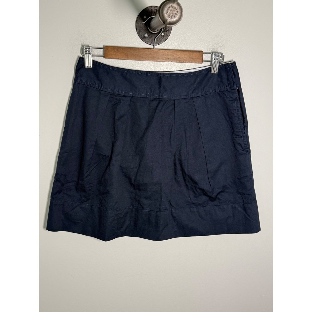 Vineyard Vines Womens Navy Blue Cotton Pleated Mini Skirt Size 2 Side Zip A-Line